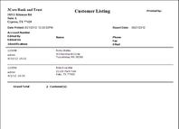 Sample Customer Listing Report Sample Customer Listing Report