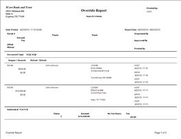 Sample Override Report Sample Override Report