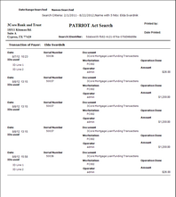 Sample Patriot Act Search report Sample Patriot Act Search report