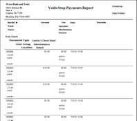 Sample Void Check/Stop Payment Report Sample Void Check/Stop Payment Report
